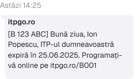 Notificări SMS pentru expirare ITP